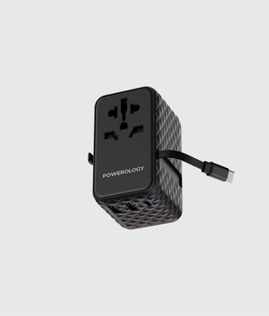 Powerology GaN Universal Charger with Retractable Type-C Cable