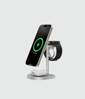 KUXIU 3-Point Power Creative 3-in-1 MagSafe Charging Stand – Gray